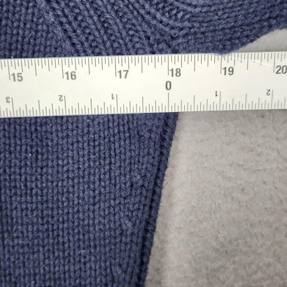 J Crew Always Sweater Womens Medium Blue Cotton Mock Neck Pullover Knit Ribbed - Picture 3 of 11